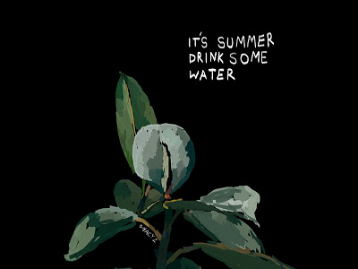 It's summer drink some water black illustration plnts