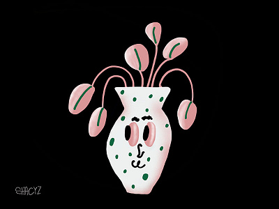 The rabbit ceramicist Piece art ceramicist grain graphic design illistration pink plant rabbit