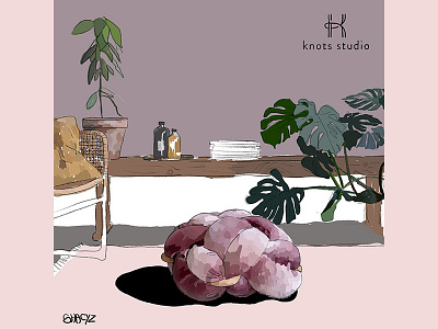 Collaboration with the amazing @knots_studio art color grain graphic design green home illustration interior design knots logo pillow pink plnts