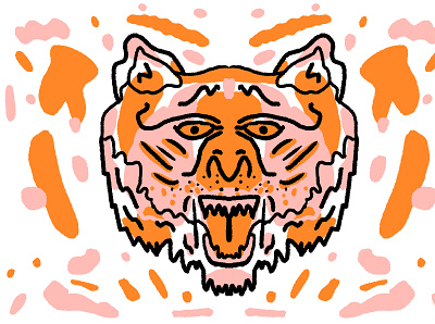 Tiger illustrated for an upcoming label. animal art cat color design grain graphic design illustration logo shacy doodles