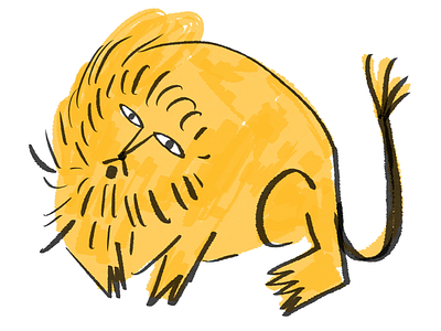 A lion having a bad day africa design illustrated illustration lion yellow