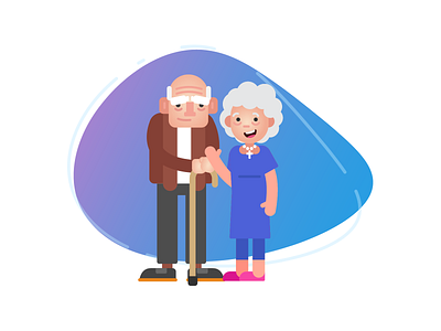 Lookin' out for older people art illustration old old man older woman