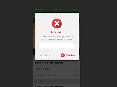 Experiment decline cancel close decline icon input ios ios7 mobile popup shadow ui