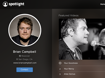 Spotlight Redesign button design icons music profile ui videos