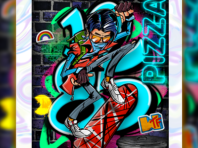 2nd NFT - Retro Rider 80s brick card character graphic design neon nft retro rider skateboard trading vector