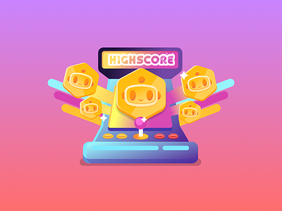 High Score Badge arcade badge coins game graphic design logo retro score ui vector