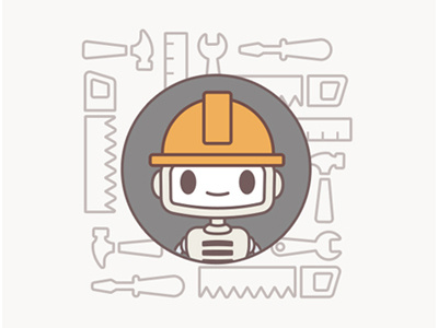 Maintenance Bot construction hammer icons illustration outline robot ruler saw tools