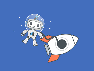 Robot Rocket Ship 404 error illustration robot space vector