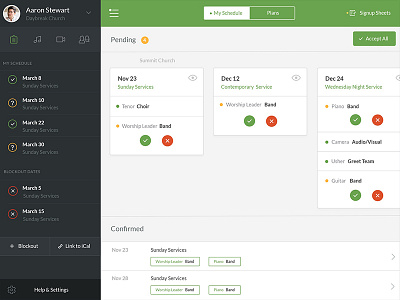 iPad Schedule Dashboard dashboard ipad layout sidebar ui