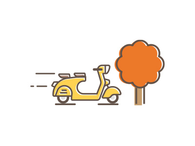 The invisible man has upgraded to a scooter fall illustration offset scooter shadow tree vespa