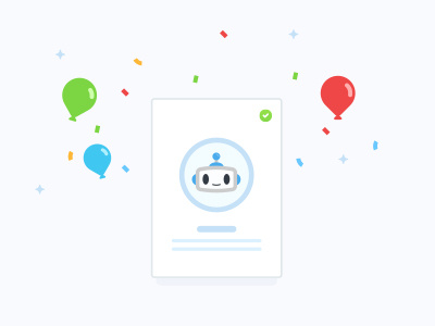 No Duplicates - Party On! balloon check illustration placeholder robot smile stars text ui