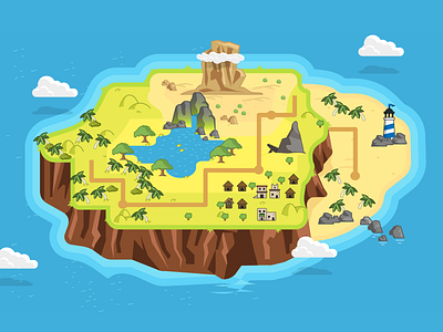 Safari Island - Vet Island Mobile Game cliffs cloud game island lighthouse mobile palm tree rocks tree water