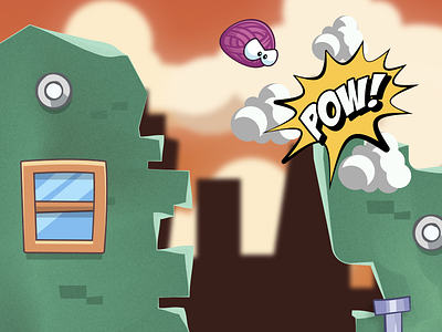 Yarn POW! ball bricks character city clouds comic game ios mobile pow ui window