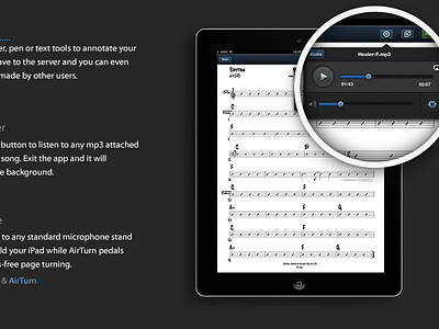 Music Stand Layout app audio buttons idea ipad layout media music music stand player ui web zoom