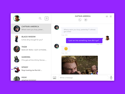 Direct Messaging - Daily UI #013 013 avengers chatbox dailyui direct messaging app message profile