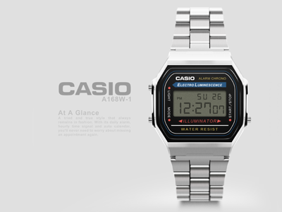 Casio A168w-1 casio classic mockup watch