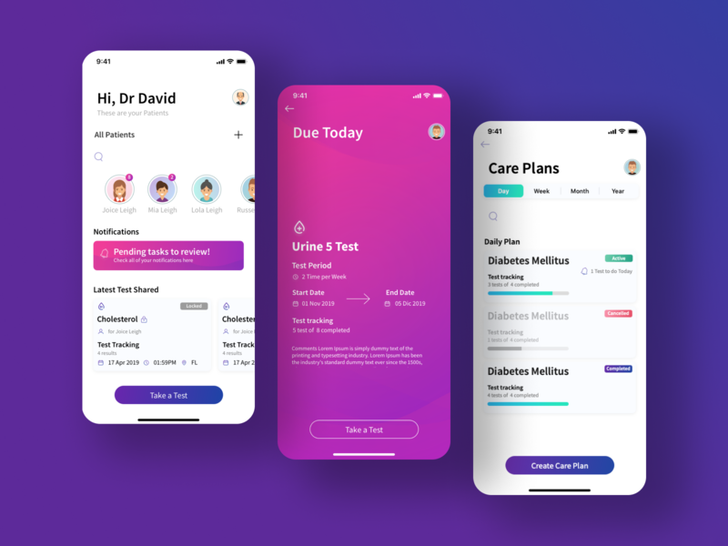 One milo app card care health medical medicine plans tracking ui ux ui