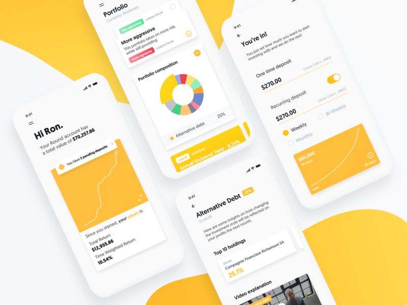 Round app card charts dashboard design typography ui ux