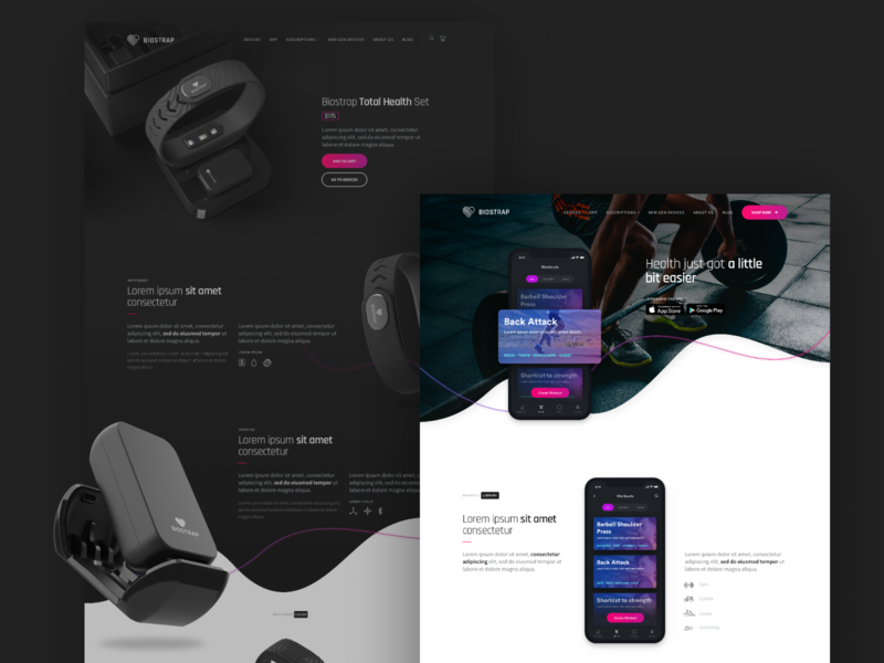 Biostrap app design development fitness health sports typography ux ui wearable tech wearables work