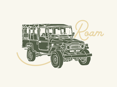 The Created Co. illustration landcruiser outline roam travel type