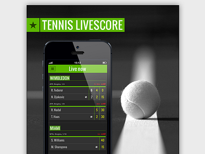 Tennis Livescore app app design design green livescore mobile mobile design tennis tennis livescore ui ux