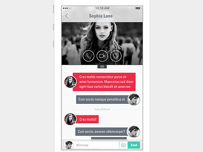 Chat screen app chat chat bubble design flat ios7 layout message messenger messenger app photo