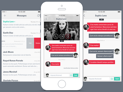 Messenger app app clean design flat ios7 layout message messenger app ui white