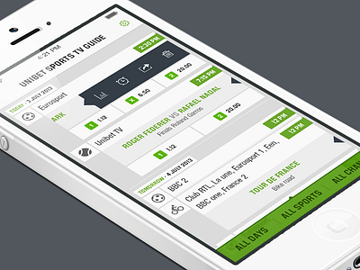 Unibet sports TV guide - Dashboard app bet betting betting app clean design sports tv tv guide wireframe wireframing