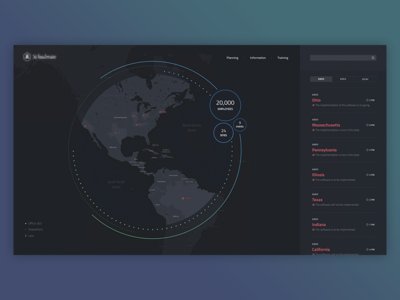 Dashboard animation clean dark dashboard design flat layout one pager onepager ui ux worldmap