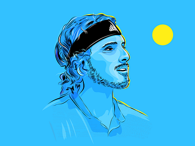 Illustration of tennis player illustration player portrait sports tennis tsitsipas vector