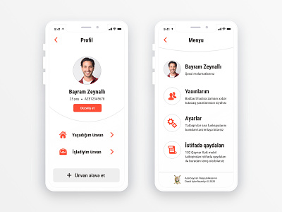 Emergency Police app - User Profile & Menu pages app application avatar emergency hotline menu minimalist mobile police profile ui user user profile ux