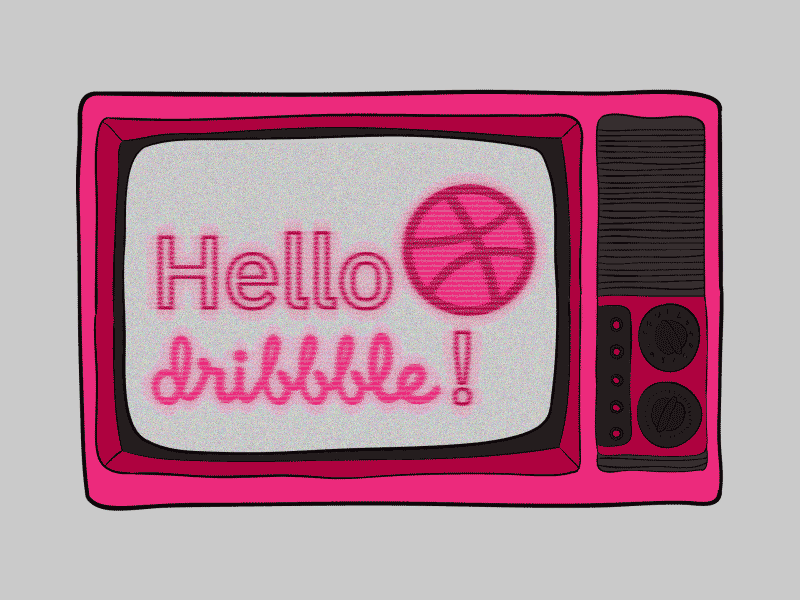 Hello Dribbble! animation debut dribbble effect gif glitch screen television tv