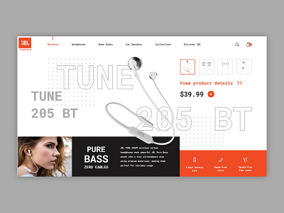 JBL TUNE 205BT Product Page UI cost headphone jbl landing page music product page ui desgin web wireless
