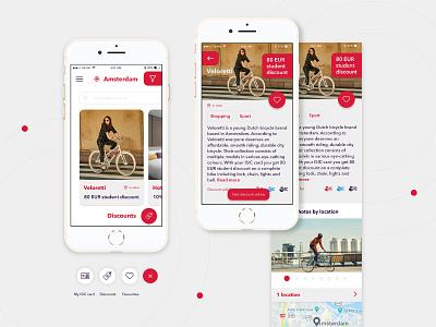 ISIC Mobile App - Discounts screens app application carousel discount favourite filter international location menu mobile photo student student card tags ui ux ux design