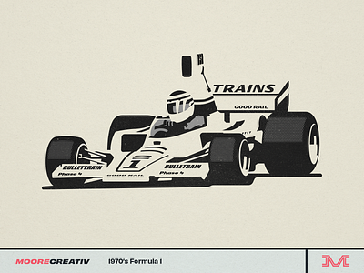 1970s Formula 1 car f1 formula 1 illustration logo racing sports vintage