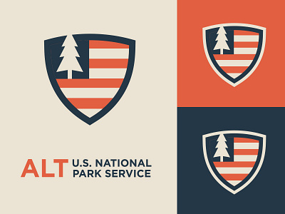 Alt National Parks concept america flag logo park tree