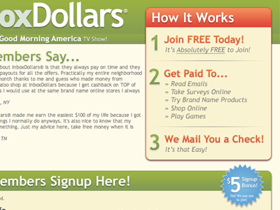InboxDollars, Landing Page #3 inboxdollars landing page marketing