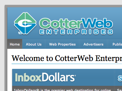 CotterWeb Enterprises Corporate Site blue corporate enterprise web site