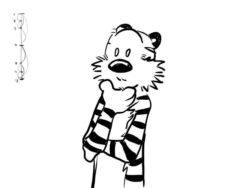Hobbes Thinking animated draw frame by frame