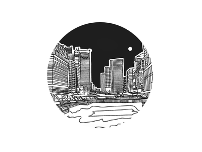 A Chicago Nocturne chicago illustration skyline