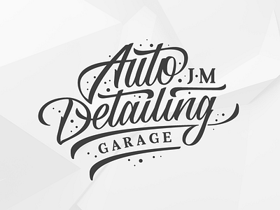 JM Autodetailing Garage Logotype brush lettering bubbles calligraphy typography