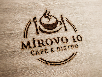 Mirovo10 - Café & Bistro minimalistic Logotype bistro cafe coffee logo cup fork knife logotype