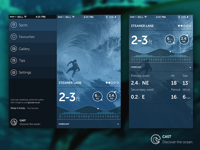 Cast Screens app blue ios7 museo report rounded sans surf wave