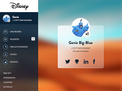 Dashboard app blur dashboard disney profile web