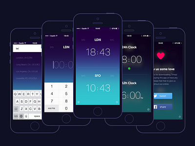 Timey Screens app clean easy ios ios8 time ui ux zone