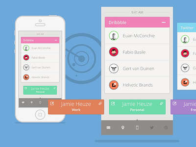 Me! Group Contacts blue clean contact crisp dribbble green ios minimal pink ui