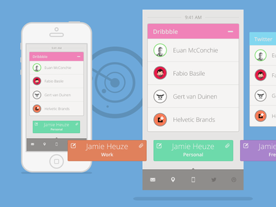 Me! Group Contacts blue clean contact crisp dribbble green ios minimal pink ui