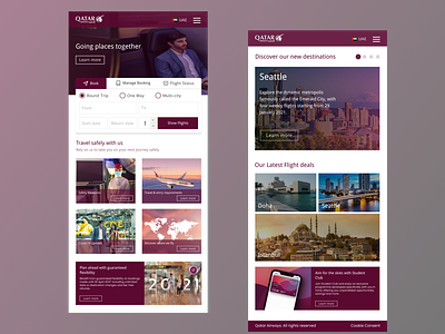 Qatar Airways mobile design by Muajeez Aafaque on Dribbble