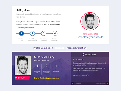 Micro-Interaction cards - Completion to Process animation app branding card cards dribbble best shot flat illustration microinteraction process profile ux