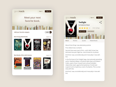 GoodReads 2 app blog books design dribbble best shot e books goodreads illustration online pdf ui ux
